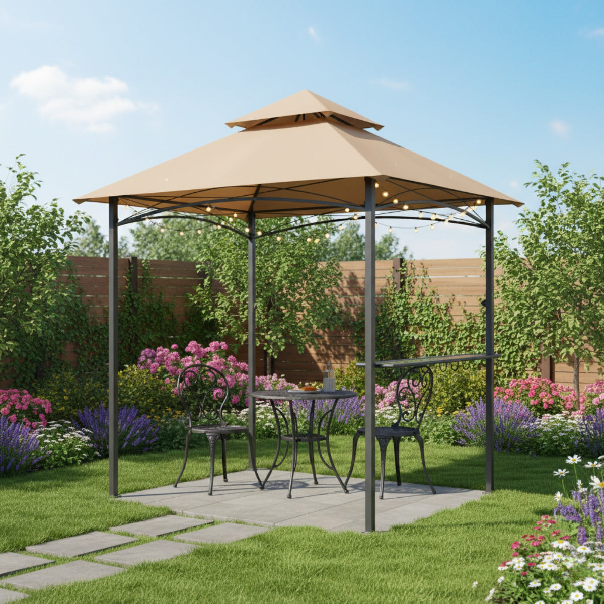 Replacement Canopy for Outsider Grill GFS20317F Gazebo - Beige, Riplock 350