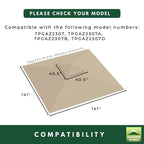 Replacement Canopy for Style Selections Pitched Roof TPGAZ2307 10' x 10' Gazebo - Beige, Riplock 350