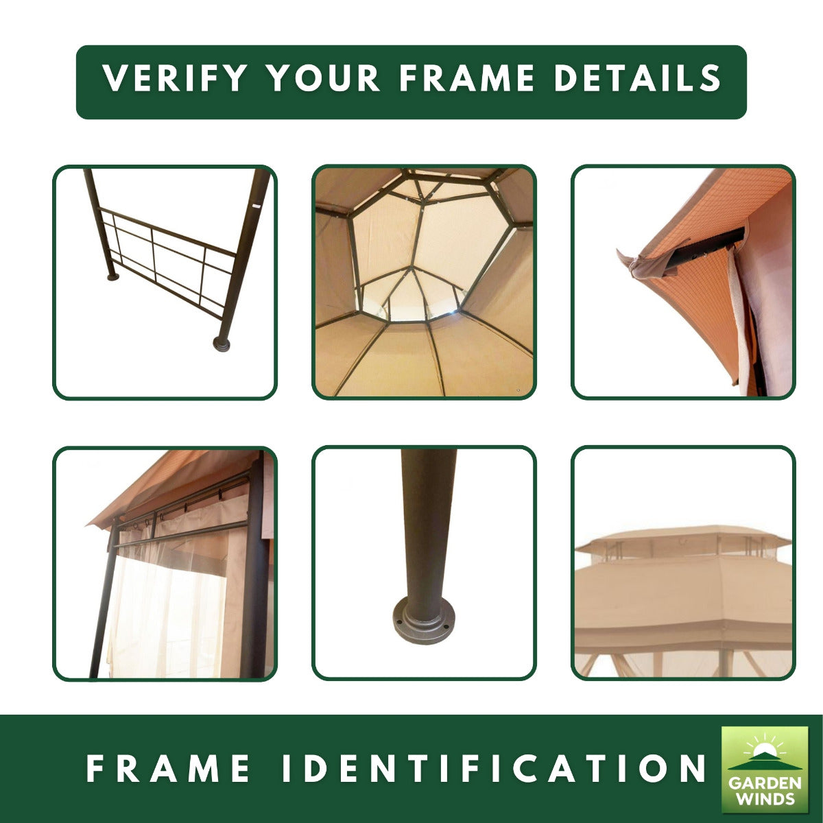 Replacement Canopy for Seagrove A101014900 Gazebo - Beige, Riplock 350