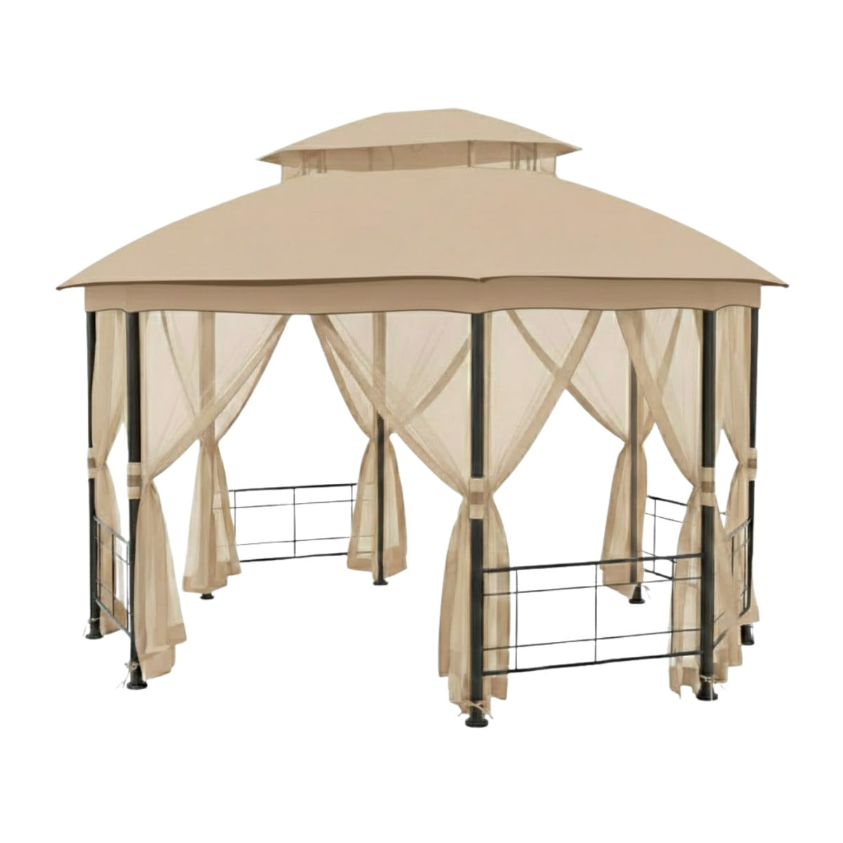 Replacement Canopy and Netting Set for Seagrove A101014900 Gazebo - Beige, Riplock 350