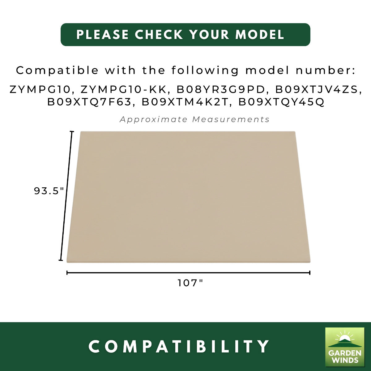Replacement Canopy for Kozyard Domi 10' x 10' Pergola - Beige, Riplock 350