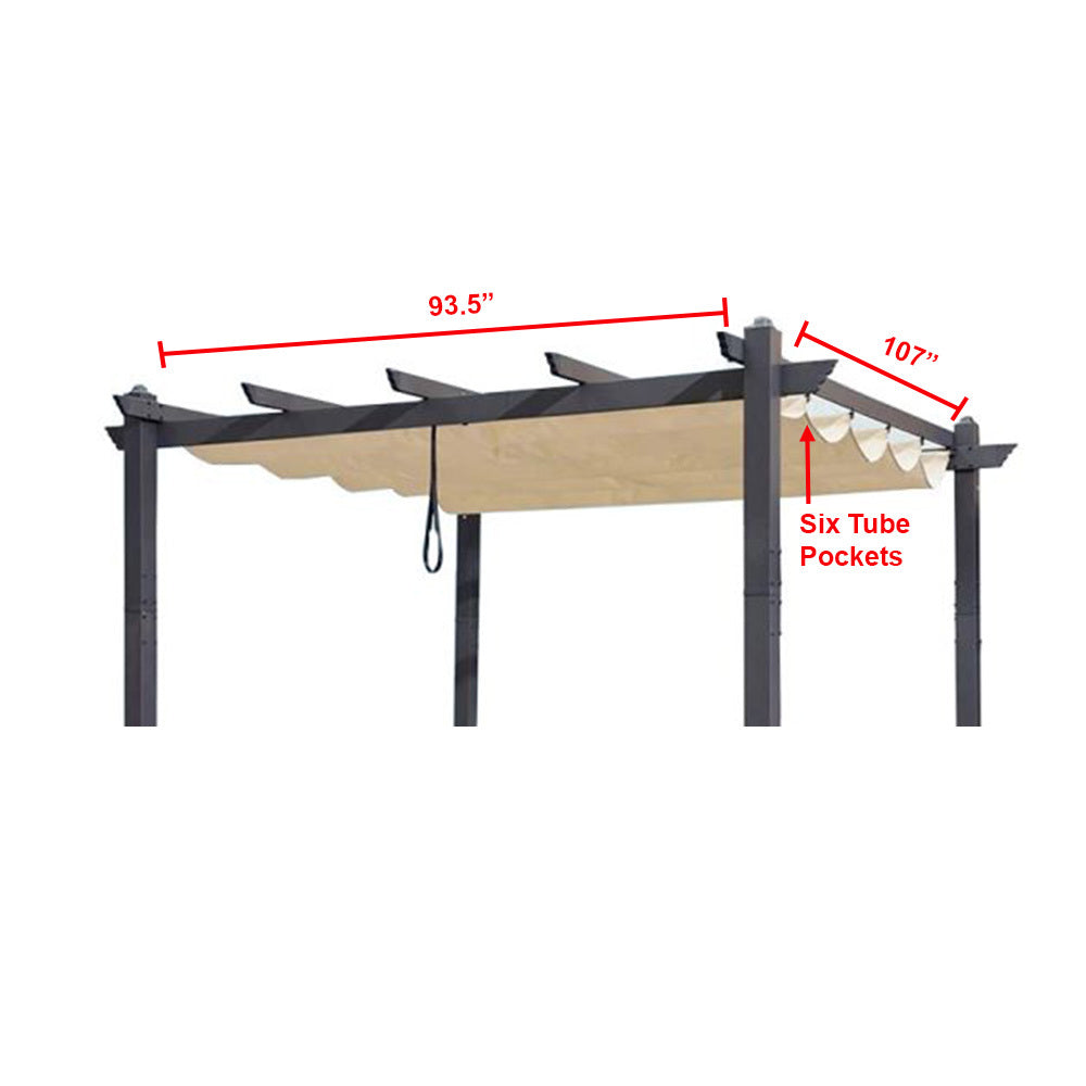 Universal Replacement Canopy for 10' x 10' Retractable Pergola - Beige, RipLock 350