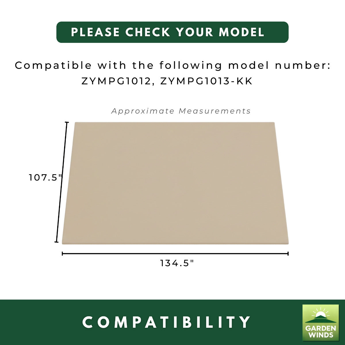 Replacement Canopy for Purple Leaf ZYMPG1012 10' x 13' Pergola - Beige, Riplock 350