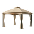 Replacement Canopy and Netting Set for TPGAZ2303D, TPGAZ2403-A-C 10' x 12' Gazebo - Beige, Riplock 350