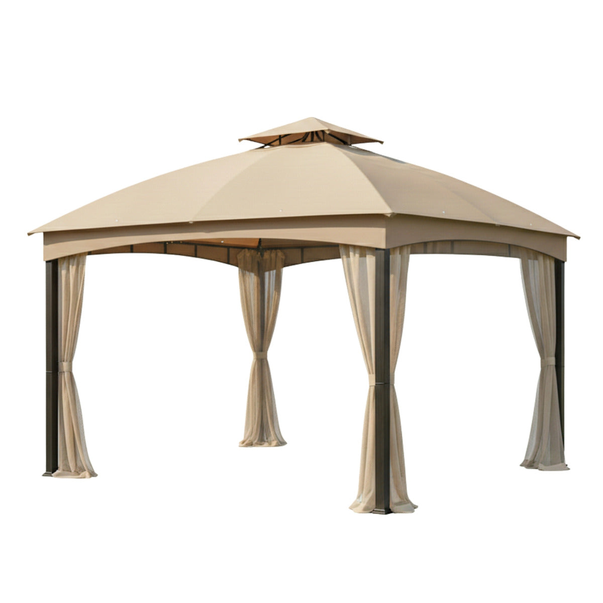Replacement Canopy and Netting Set for TPGAZ2303D, TPGAZ2403-A-C 10' x 12' Gazebo - Beige, Riplock 350