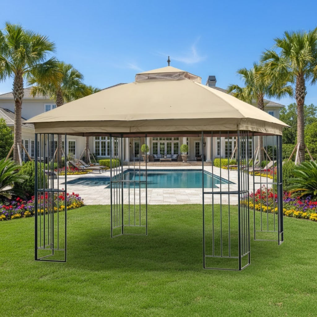Replacement Canopy for Style Selections TPGAZ9116D, TPGAZ9126A 10' x 10' Gazebo - Beige, Riplock 350