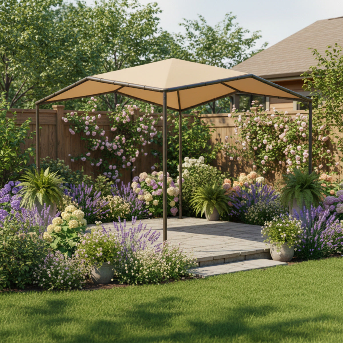 Replacement Canopy for Shelter Logic Pacifica 22512, 22513 10' x 10' Gazebo - Beige, Riplock 500