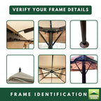 Replacement Canopy for Erommy Square B088NCCWXF, HWG-027C 12' Gazebo - Beige, Riplock 350