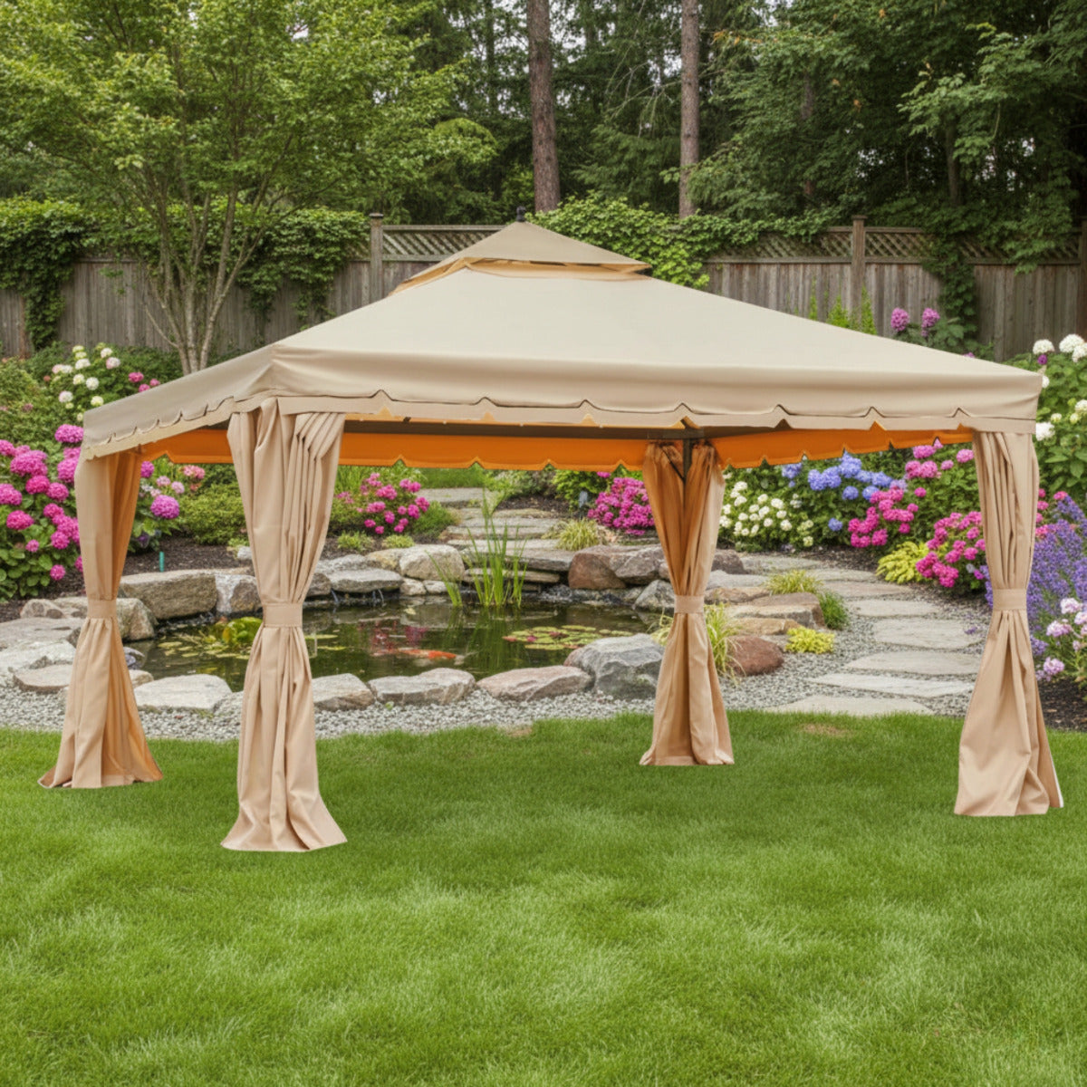 Replacement Canopy for Erommy Square B088NCCWXF, HWG-027C 12' Gazebo - Beige, Riplock 350