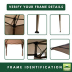 Replacement Canopy for PHI VILLA GA003-B-1 13' x 13'  Sun Shade Gazebo - Beige, RipLock 350