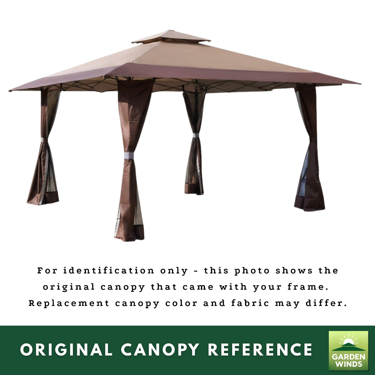 Replacement Canopy for PHI VILLA GA003-B-1 13' x 13'  Sun Shade Gazebo - Beige, RipLock 350