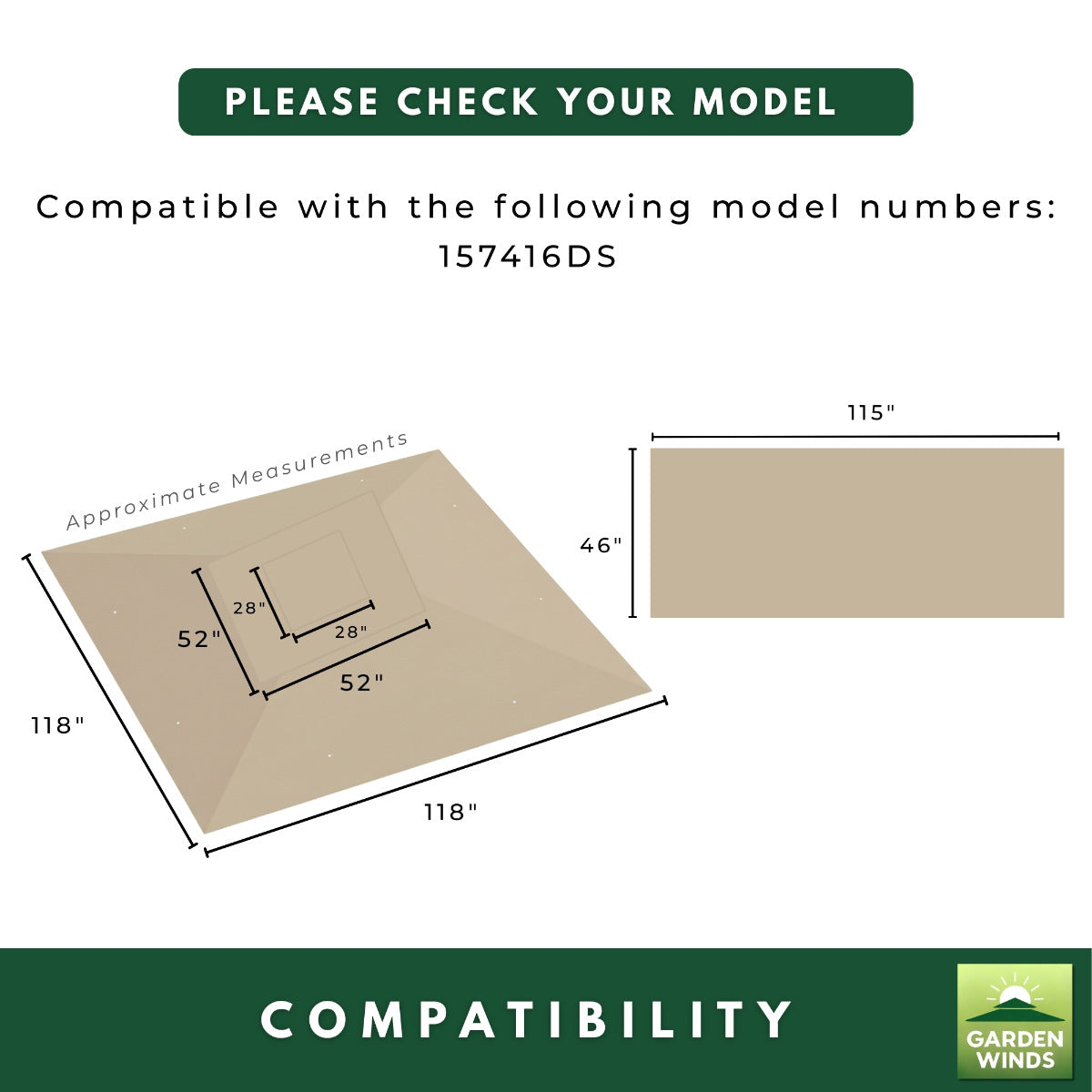 Replacement Canopy for Quik Shade Summit Triple Tier 157416DS 10' x 10' Tent -Beige, RipLock 350