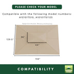 Replacement Canopy for Crestfield A101017510 11' x 13' Gazebo - Beige, RipLock 350