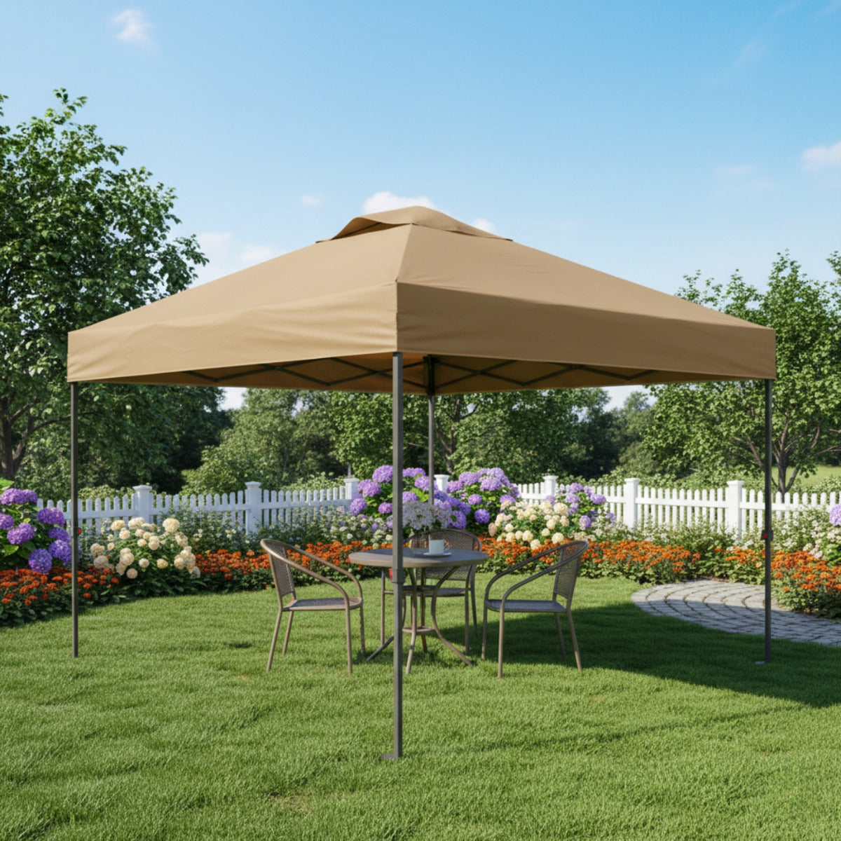 Replacement Canopy for Hampton Bay Stockton CL121PA 11' x 11' Pop Up Gazebo - Beige, RipLock 350