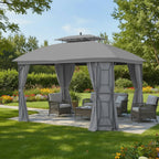 Replacement Privacy Curtain Set for Style Selections TPGAZ2236 11' x 13' Gazebo - Slate Gray, 350