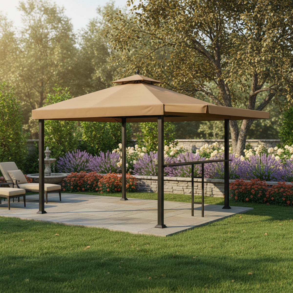Replacement Canopy for Conley CON-1010-21 10' x 10' Gazebo with Awning - Beige, RipLock 350