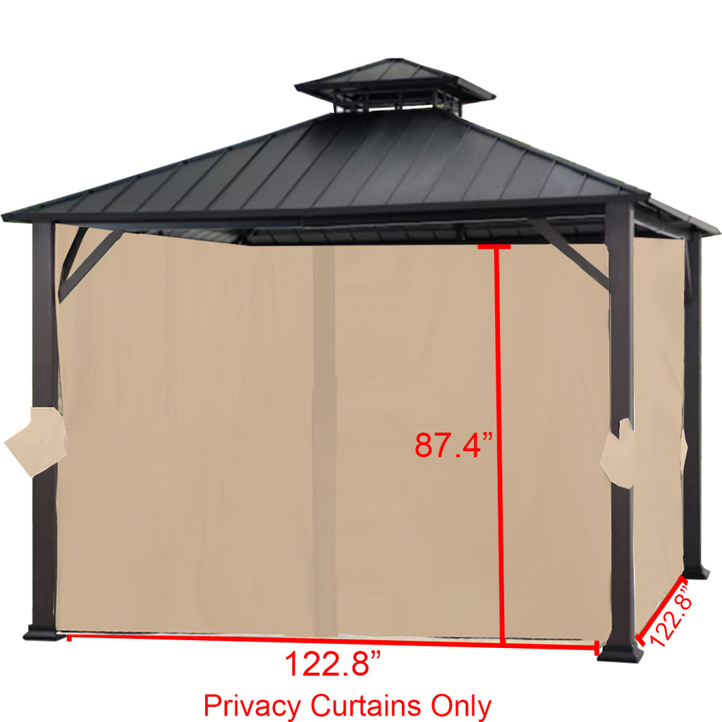 Universal Replacement Privacy Curtain Set for 10' X 10' Hard Top Gazebo