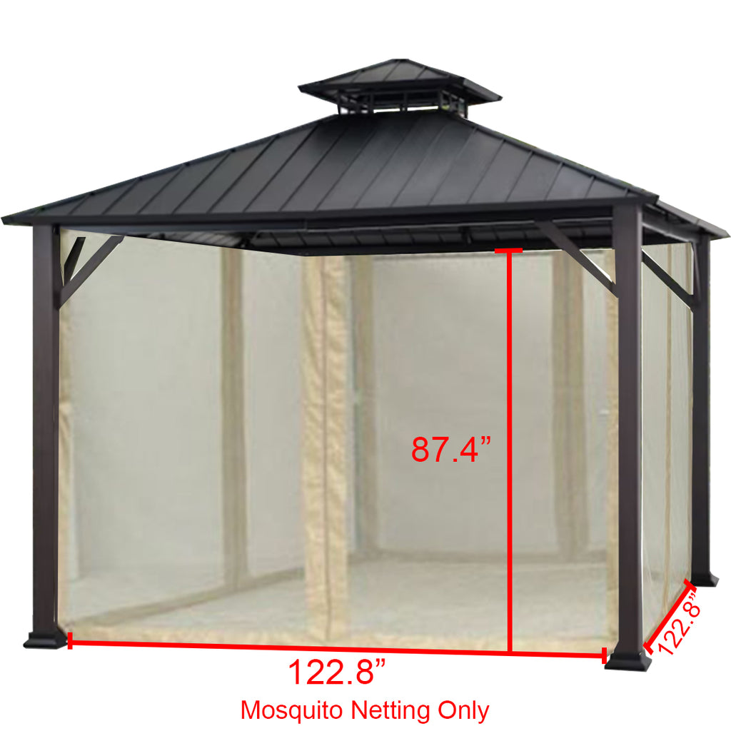 Universal Replacement Mosquito Netting Set for 10' X 10' Hard Top Gazebo