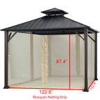 Universal Replacement Mosquito Netting Set for 10' X 10' Hard Top Gazebo