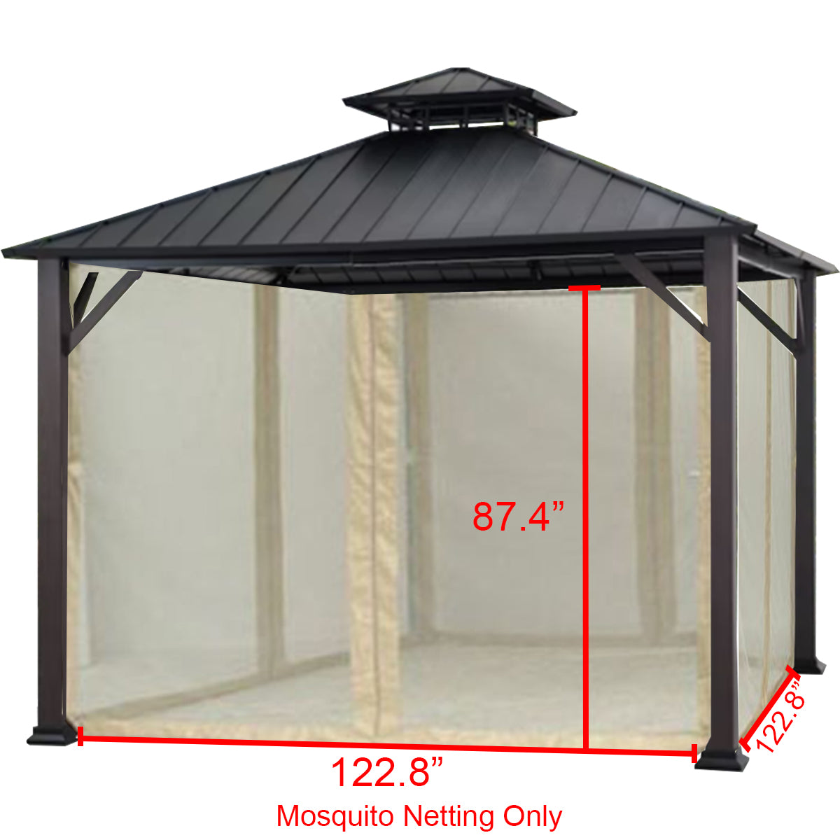 Universal Replacement Mosquito Netting Set for 10' X 10' Hard Top Gazebo