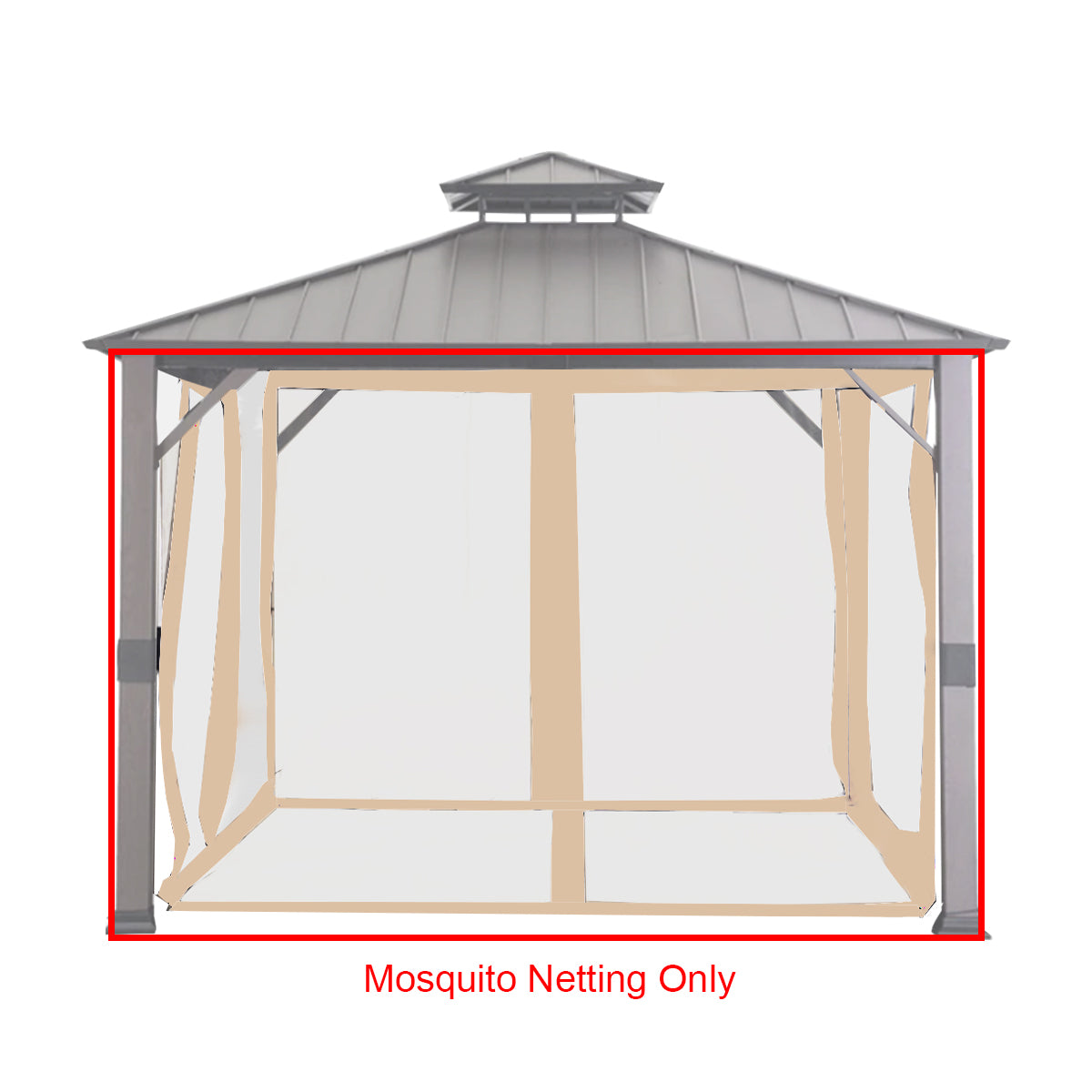 Universal Replacement Mosquito Netting Set for 10' X 10' Hard Top Gazebo
