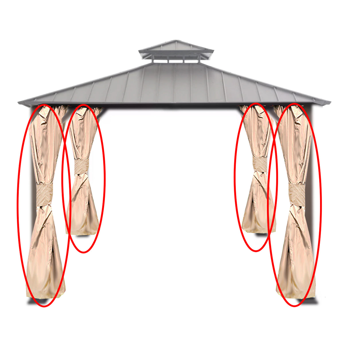 Universal Replacement Privacy Curtain Set for 10' X 10' Hard Top Gazebo