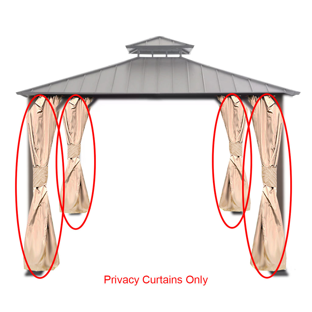 Universal Replacement Privacy Curtain Set for 10' X 10' Hard Top Gazebo