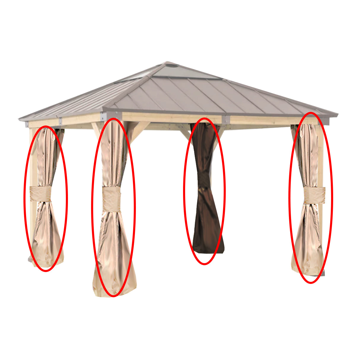 Replacement Privacy Curtain Set for A102007200 Hard Top Gazebo