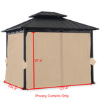 Universal Replacement Privacy Curtain Set for 11' X 9' Hard Top Gazebo