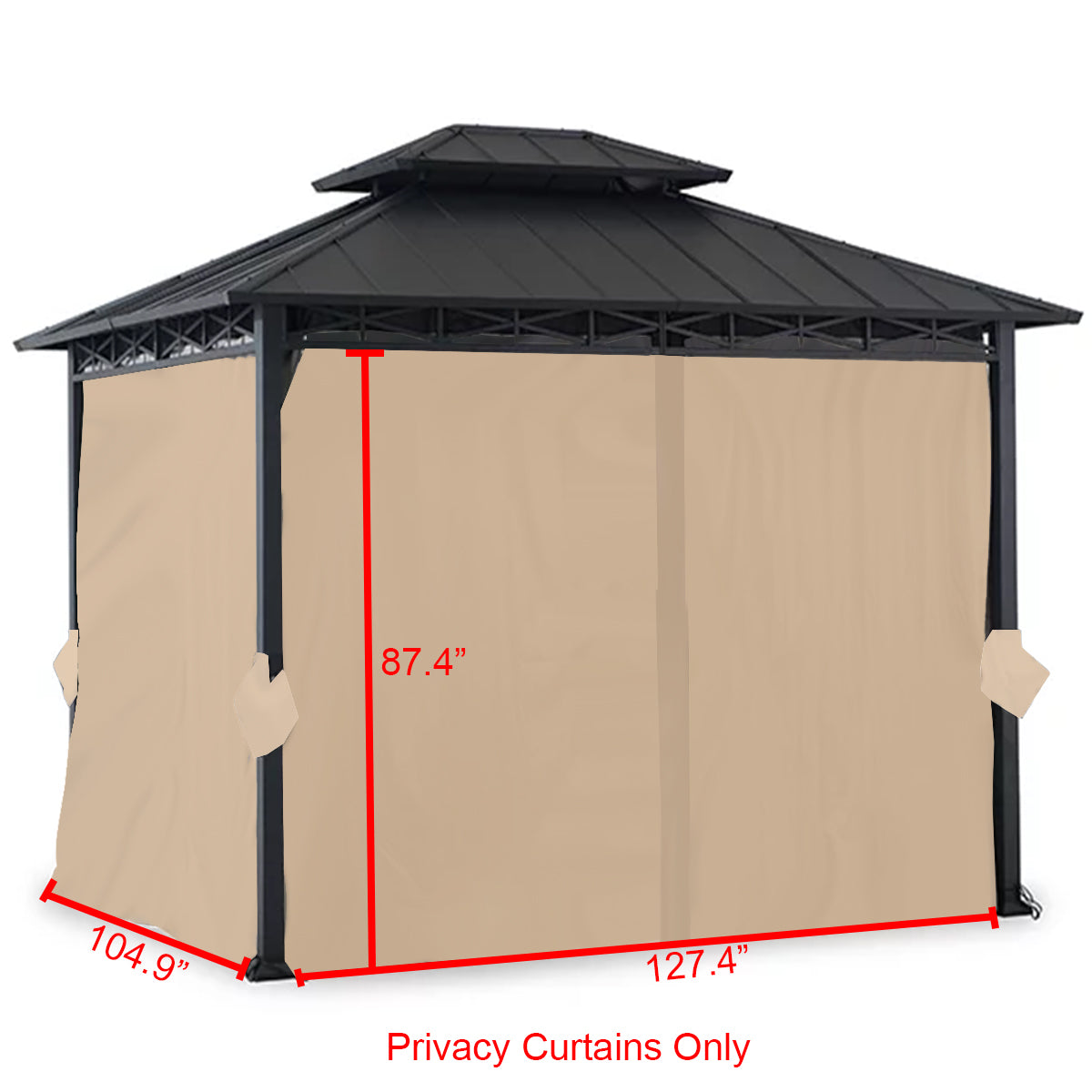 Universal Replacement Privacy Curtain Set for 11' X 9' Hard Top Gazebo