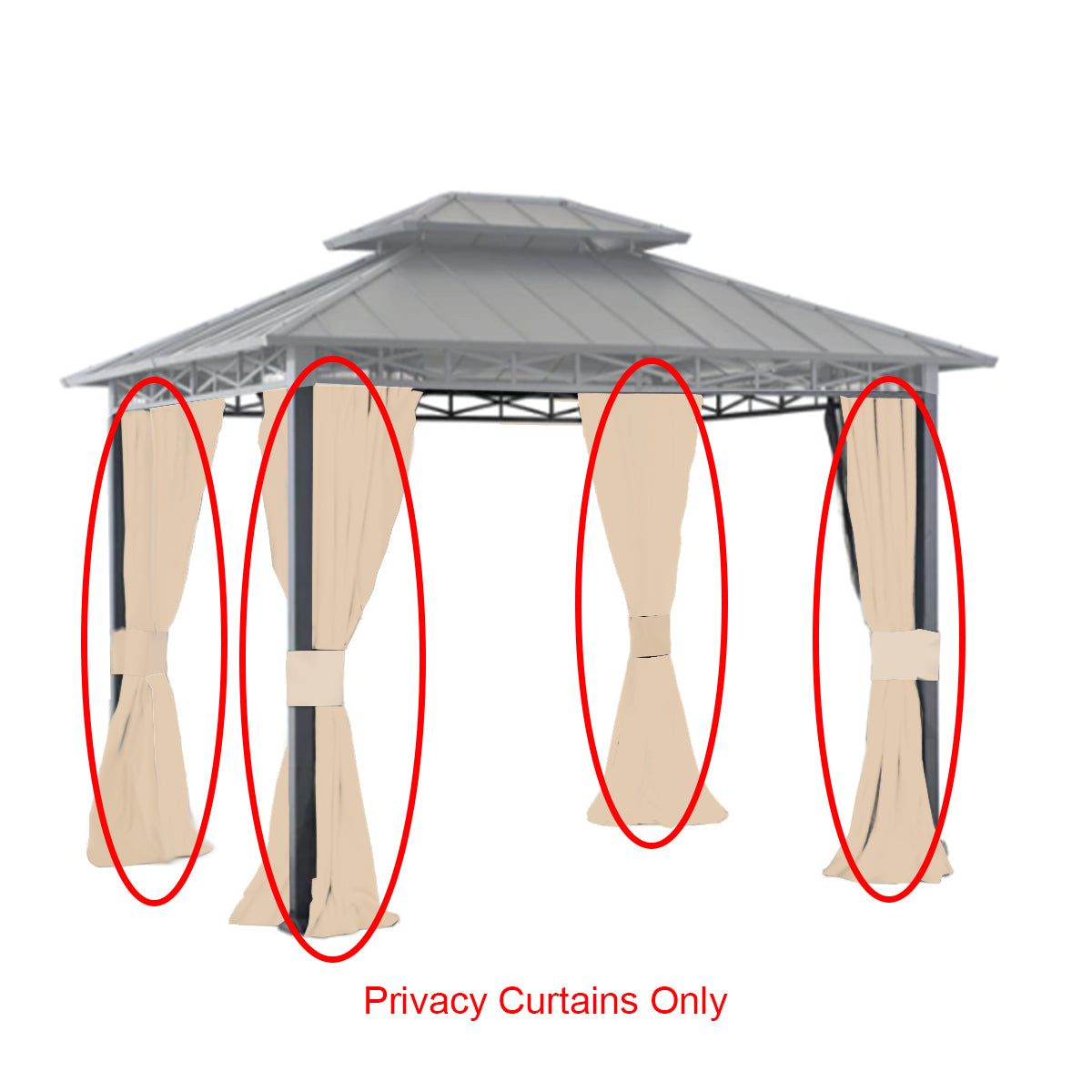 Universal Replacement Privacy Curtain Set for 11' X 9' Hard Top Gazebo