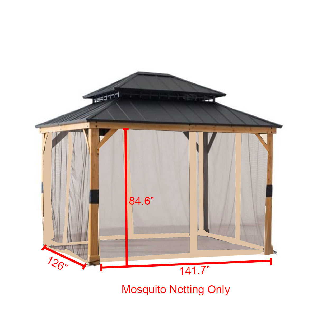 Universal Replacement Mosquito Netting Set for 10' X 12' Hard Top Gazebo