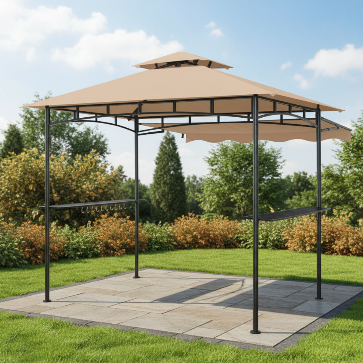 Replacement Canopy for Charmeleon 2 Tiered AHGUS-CM-G85-BR 8' x 5' Grill Gazebo - Beige, RipLock 350