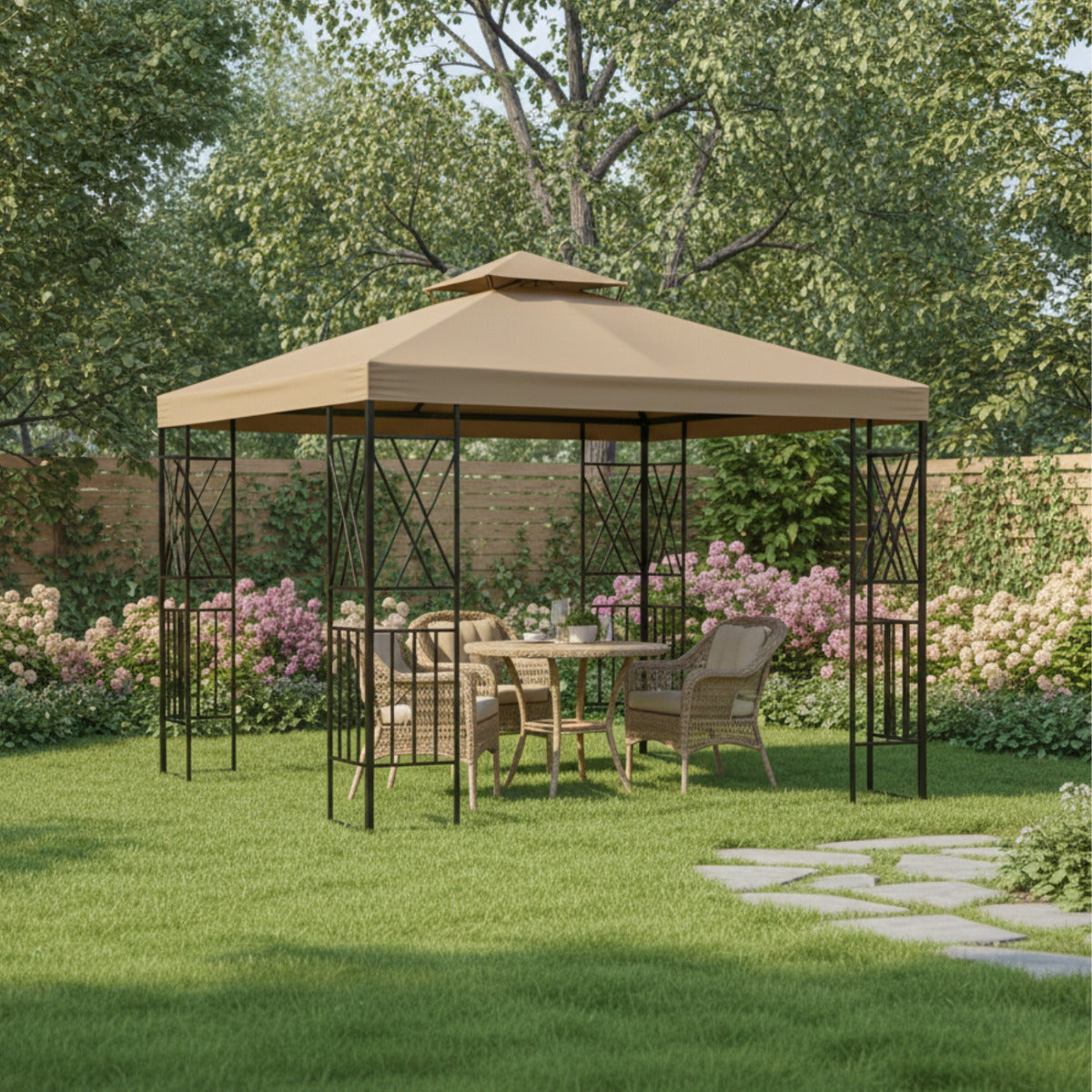Replacement Canopy for Aldi Gardenline 822222 10' x 10' 2023 Gazebo - Beige, 350