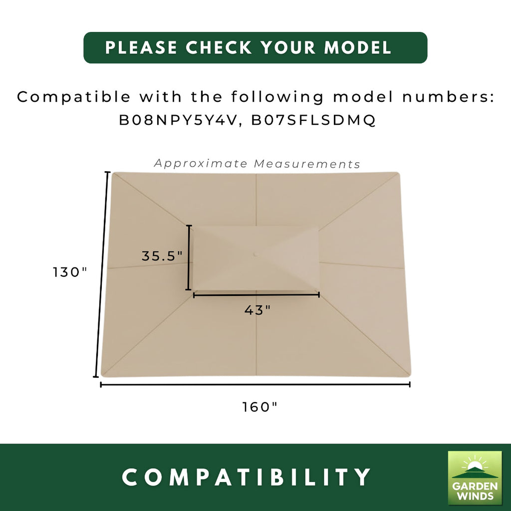 Replacement Canopy for MasterCanopy B08NPY5Y4V 11' x 13' Gazebo - Beige, RipLock 350