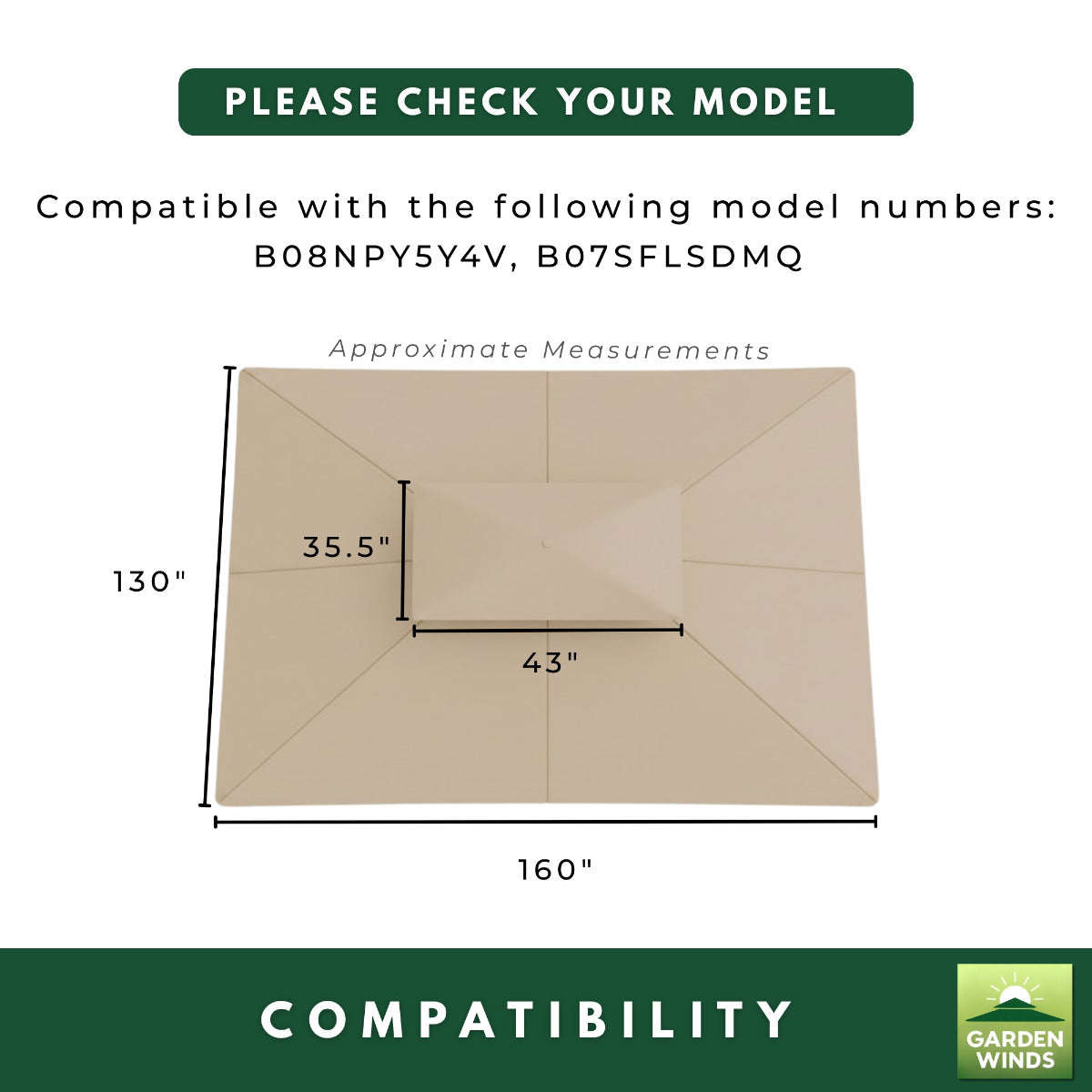 Replacement Canopy for MasterCanopy B08NPY5Y4V 11' x 13' Gazebo - Beige, RipLock 350