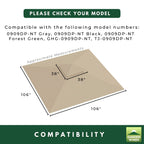 Replacement Canopy for MasterCanopy 0909DP-NT 8' x 8' Gazebo - Beige, RipLock 350