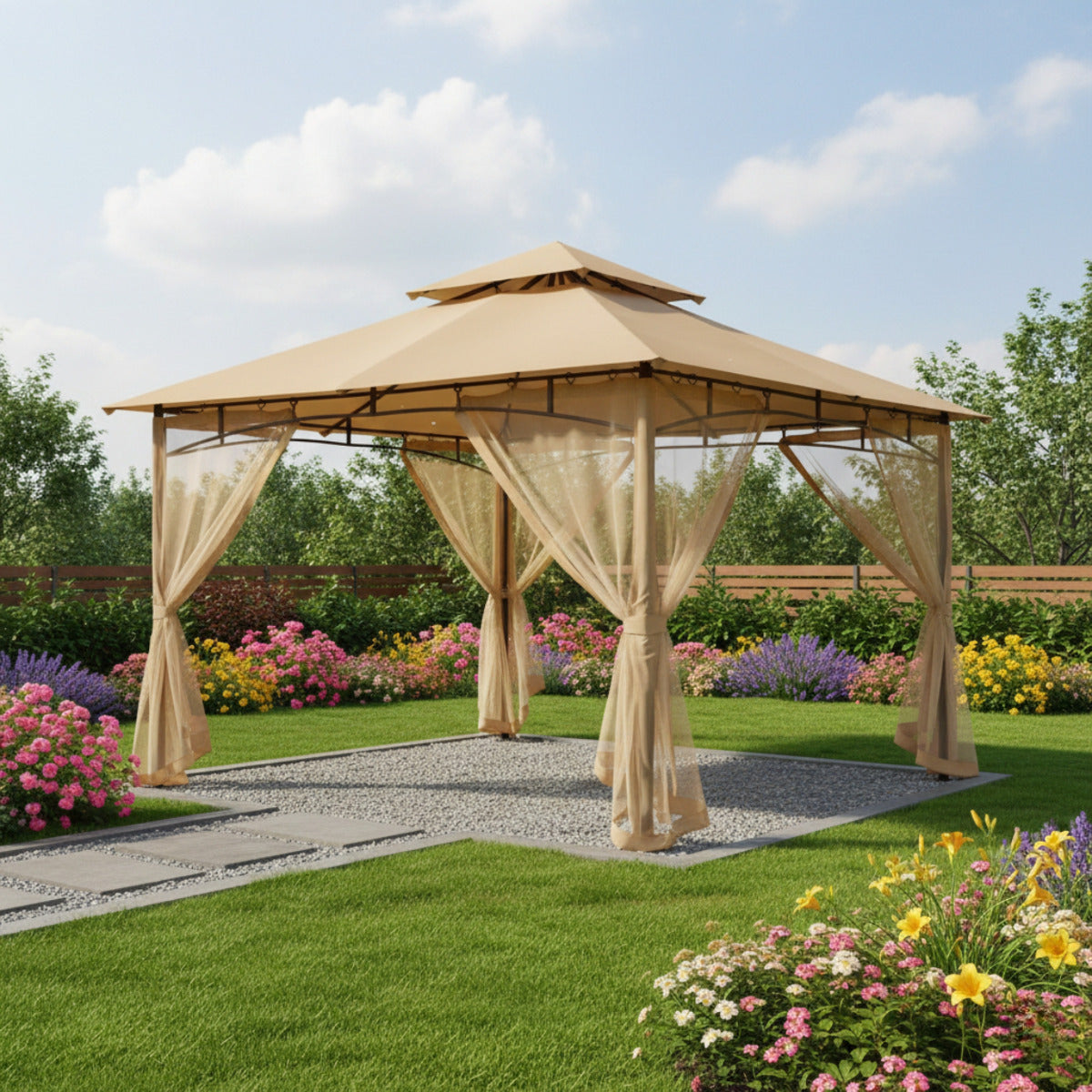 Replacement Canopy for MasterCanopy 0909DP-NT 8' x 8' Gazebo - Beige, RipLock 350