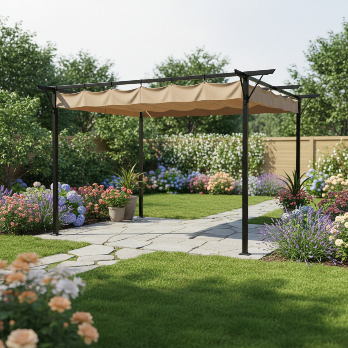 Replacement Canopy for AbcCanopy ABCpergolasN20GHGP 11' x 11' Pergola - Beige, RipLock 350