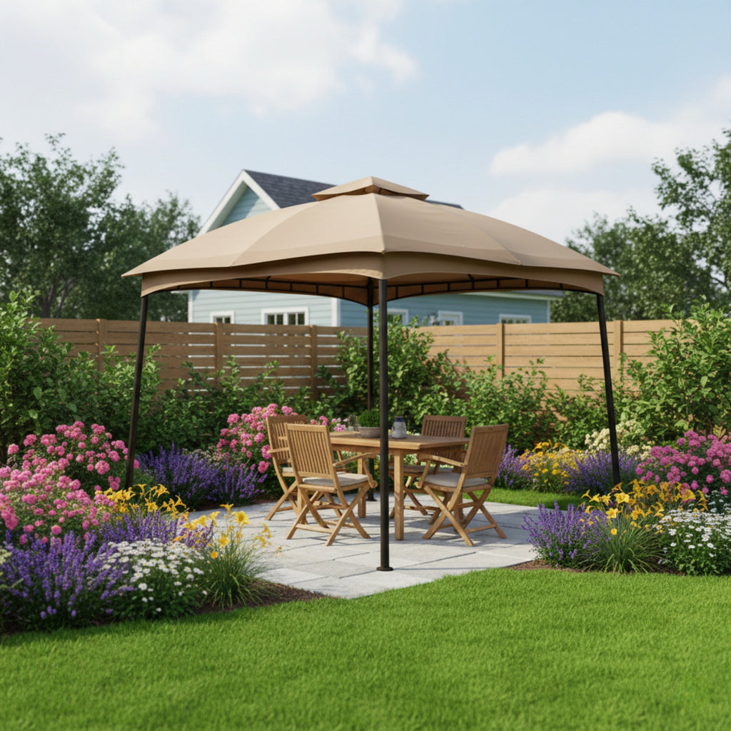 Replacement Canopy for Fab Based AHGUS-CM-D11995KH-NC 10' x 12' Arc Leg Gazebo - Beige, RipLock 350