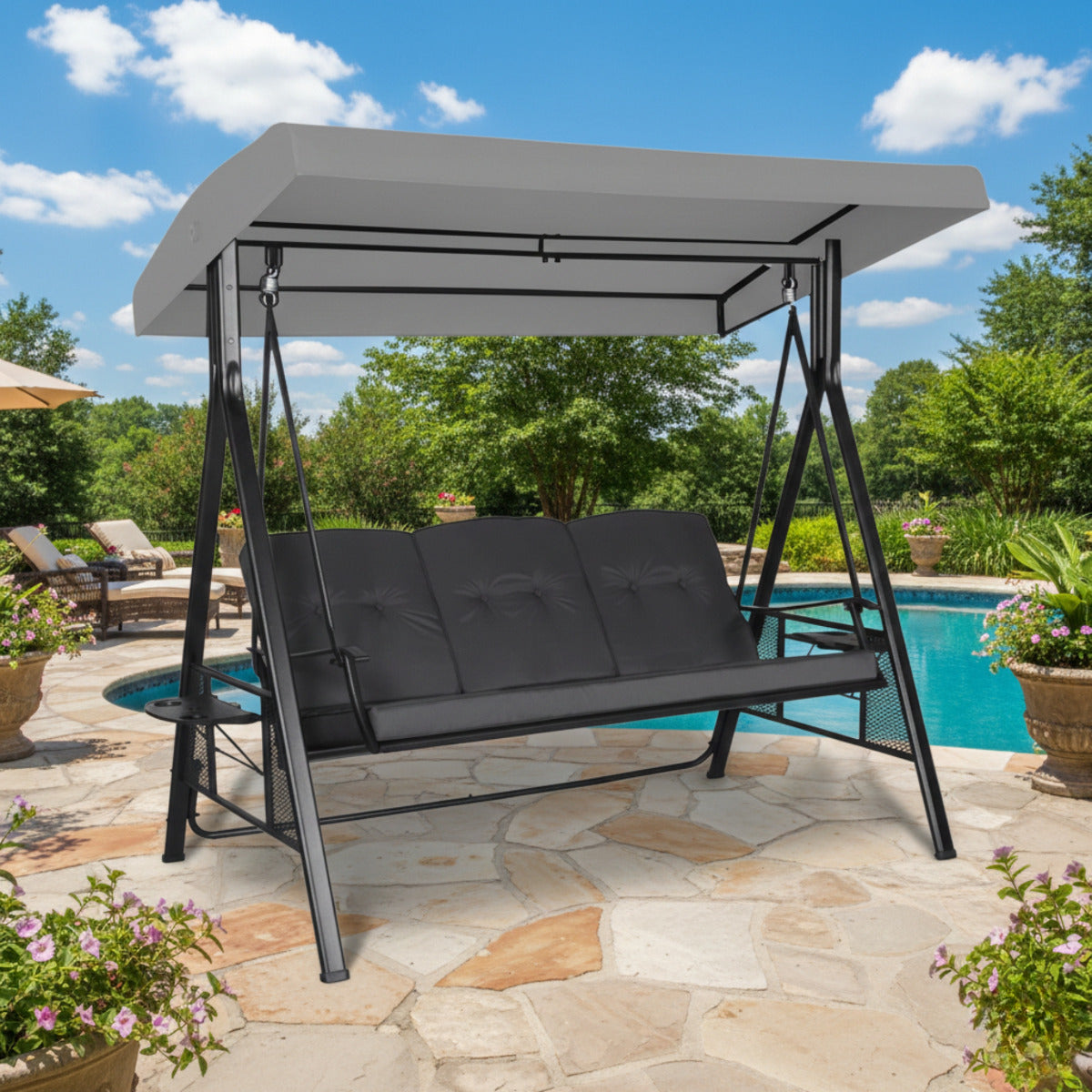 Replacement Canopy for Veikous PG0210-02G-19 Swing- Slate Gray, RipLock 350