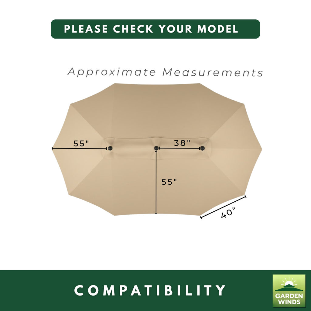 Replacement Canopy for Kozyard Butterfly B07B42HQ32 15' Double Sided Umbrella - RipLock 350