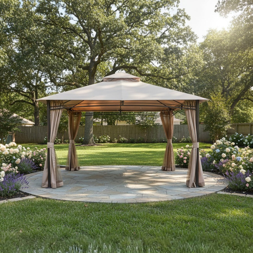 Replacement Canopy and Netting Set for 5LGZ2001-PU, 272-0648 13' x 10' Gazebo - Beige, RipLock 350