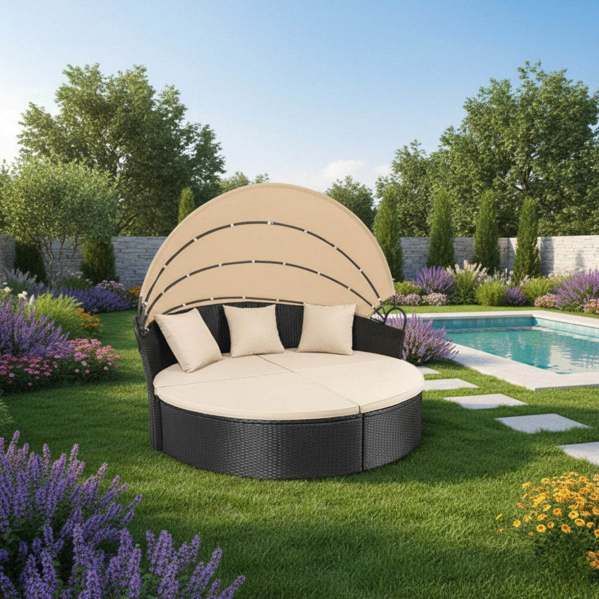 Replacement Canopy for Devoko Homall Lacoo Gatun MY02015 66" Outdoor Daybed - Beige, RipLock 350