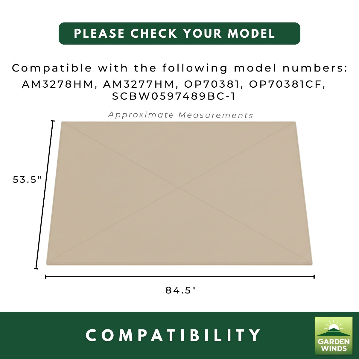 Replacement Canopy for Tangkula AM3278HM 7' Grill Gazebo - Beige, RipLock 350