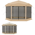 Replacement Canopy and Netting Set for Ozark Trail 10' x 12' Glamping Hexagon Pop Up Gazebo - RipLock 350
