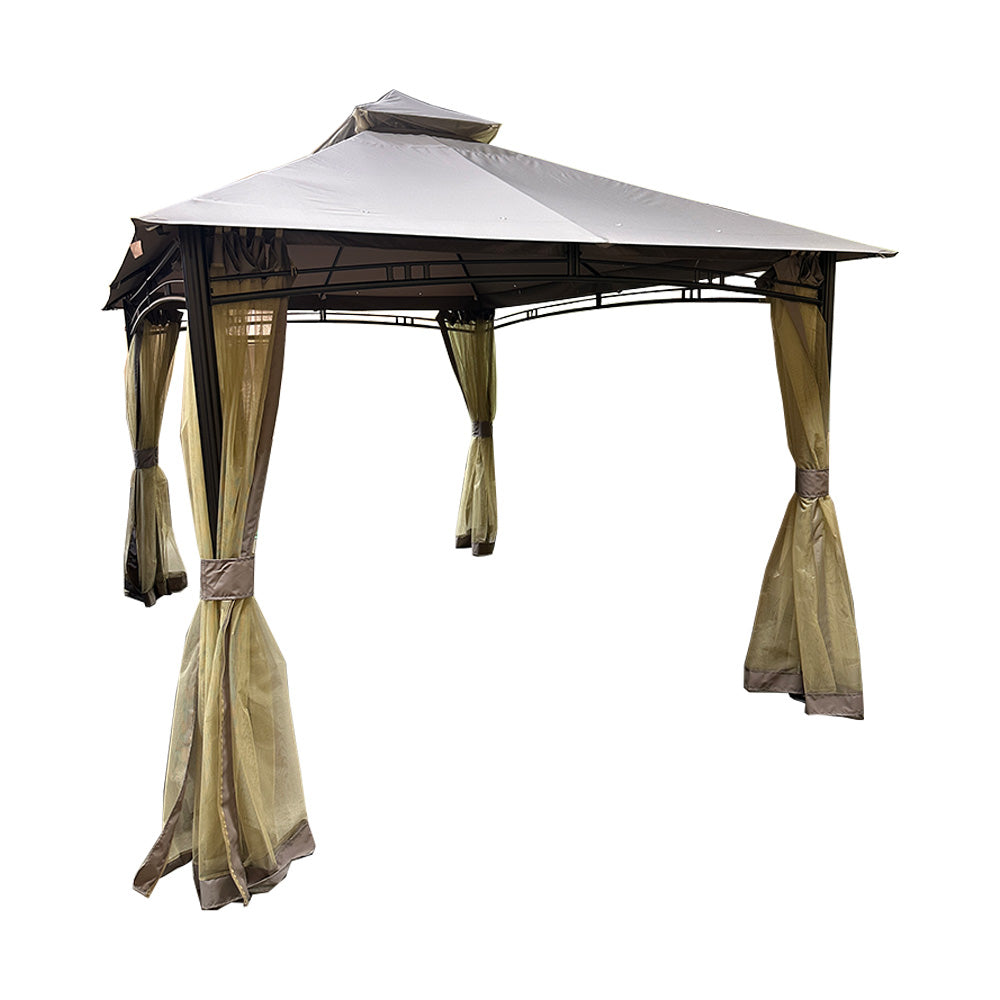 Replacement Canopy and Netting Set for Backyard Creations 13' x 10' Roof Style Gazebo - RipLock 350 - Slate Gray