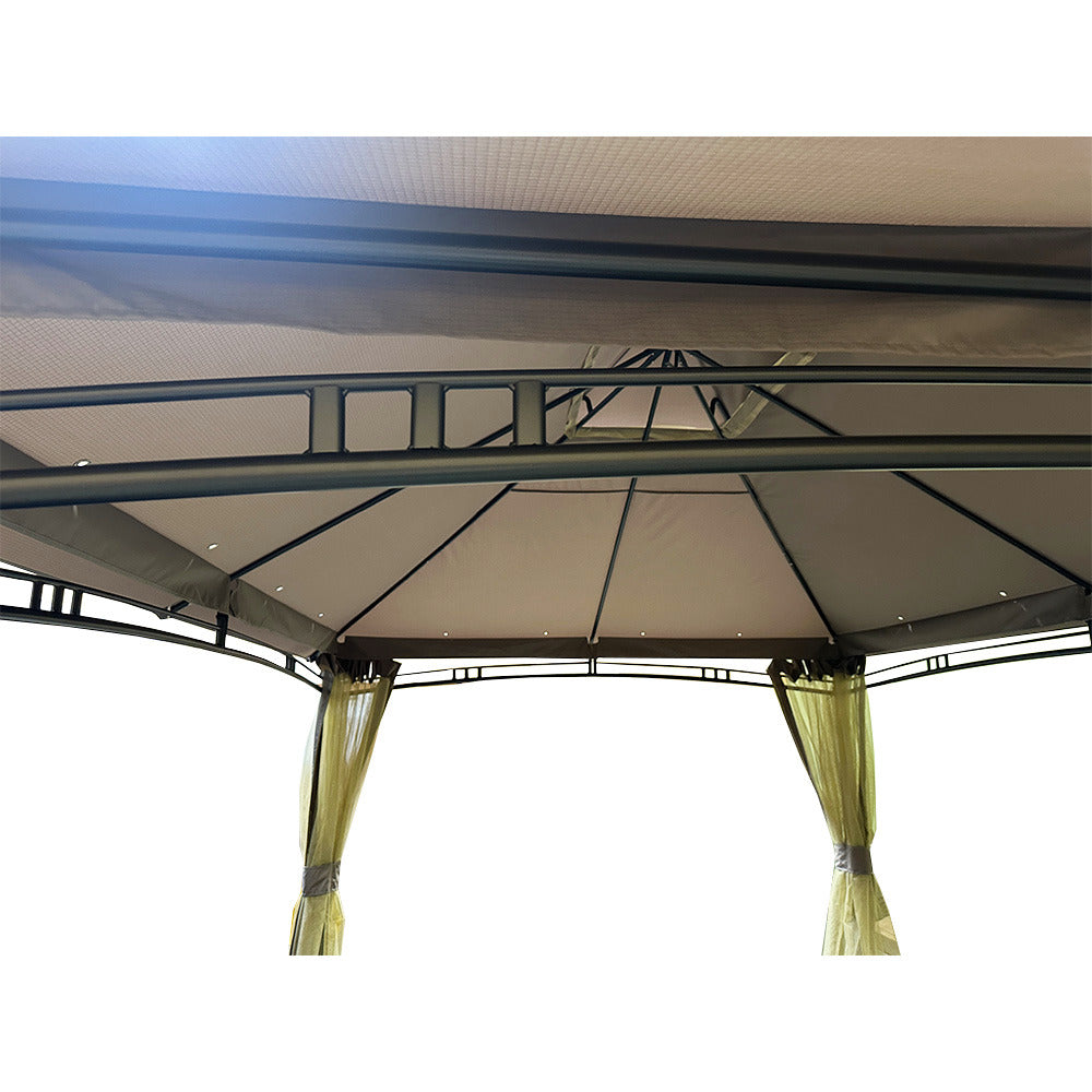 Replacement Canopy and Netting Set for Backyard Creations 13' x 10' Roof Style Gazebo - RipLock 350 - Slate Gray