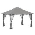 Replacement Canopy and Netting Set for Backyard Creations 13' x 10' Roof Style Gazebo - RipLock 350 - Slate Gray