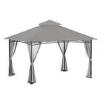Replacement Canopy and Netting Set for Backyard Creations 13' x 10' Roof Style Gazebo - RipLock 350 - Slate Gray
